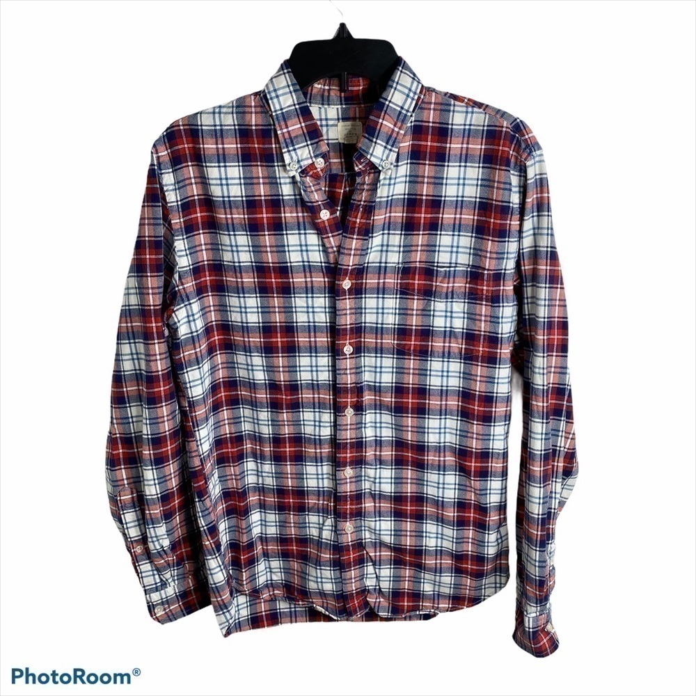 J.Crew Tailored Vintage Oxford Plaid Button Down Medium Red